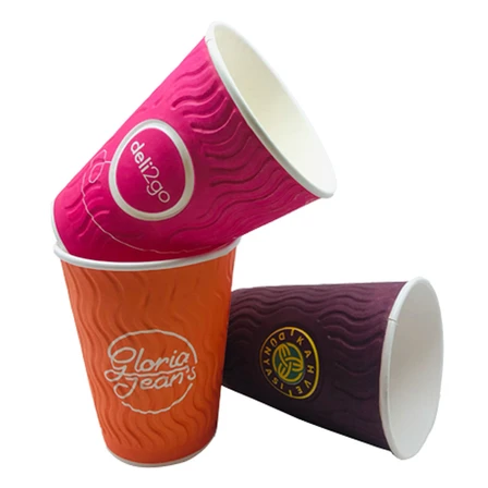 8 Oz Kabartmalı Double Wall Karton Bardak