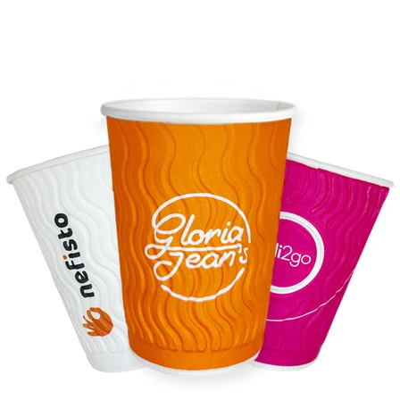8 Oz Kabartmalı Double Wall Karton Bardak