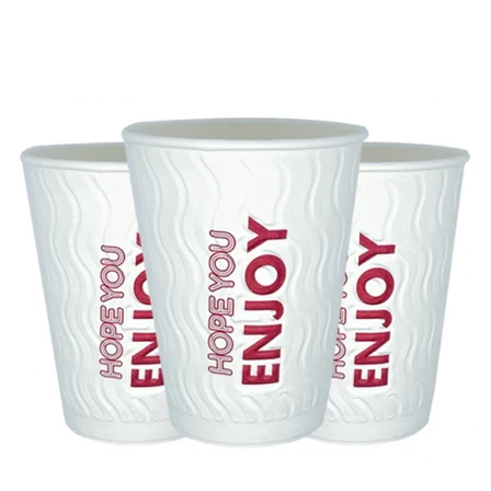 8 Oz Kabartmalı Double Wall Karton Bardak