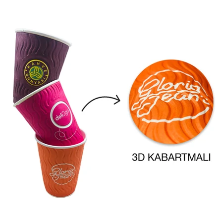 8 Oz Kabartmalı Double Wall Karton Bardak