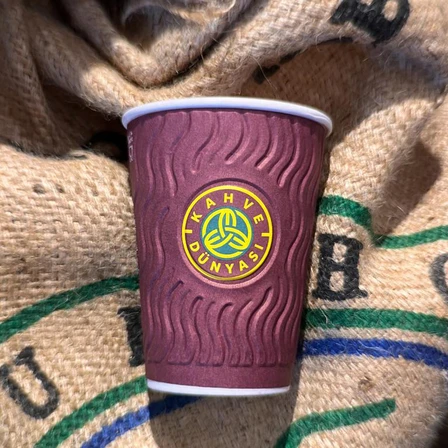 8 Oz Kabartmalı Double Wall Karton Bardak