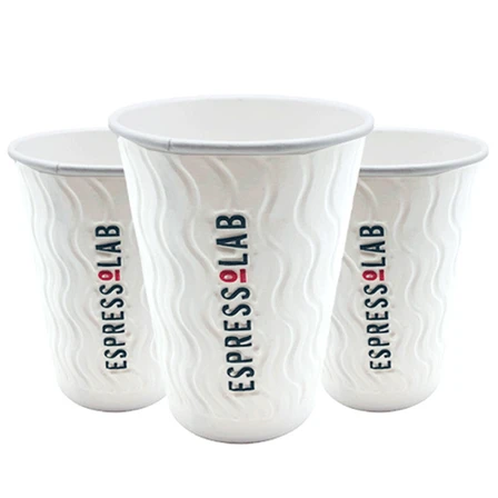 16 Oz Kabartmalı Double Wall Karton Bardak