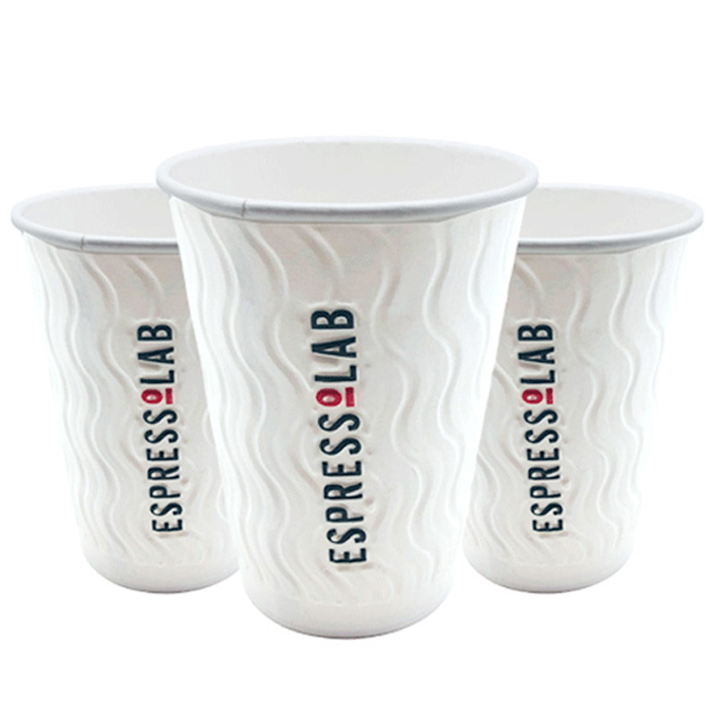 16 Oz Kabartmalı Double Wall Karton Bardak